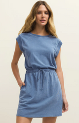 Kalani Jersey Denim Dress-Santorini Indigo
