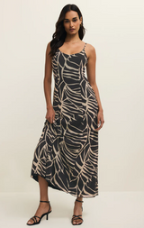 Charisma Tova Palm Midi Dress- Black