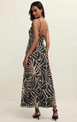 Charisma Tova Palm Midi Dress- Black