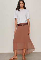 Meant To Be Pleated Midi Skirt -  Mud Bath