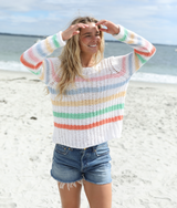 Ariel Striped Cropped Chunky Top- Breaker White Stripe