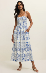 Nadine Palm Maxi Dress- Nautical