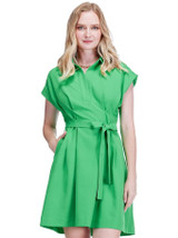 Cap Sleeved Short Dress - Green
