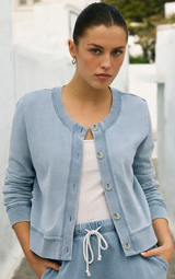 Daily Knit Denim Cardigan- Calypso Blue Indigo