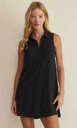 New Light Textured Mini Dress- Black