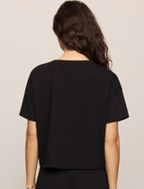 Sway Textured Cropped Tee- Black