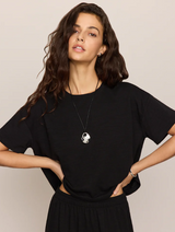 Sway Textured Cropped Tee- Black