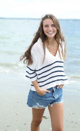 Tasha Chunky Top- Breaker White/ Highline Blue