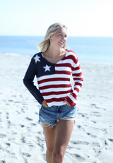 Crochet Flag Cotton Sweater- Flag