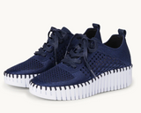 Tulip Flats With Laces - Dark Indigo White