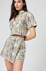Snakeskin Popover Top