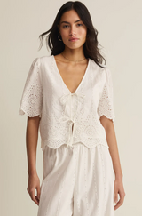 Oceanside Embroidered Top- White