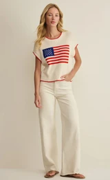 Sleeveless Patriot Sweater -Cloud