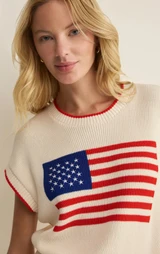 Sleeveless Patriot Sweater -Cloud