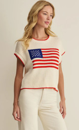 Sleeveless Patriot Sweater -Cloud