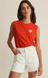 Flag Patch Muscle Tank - Lychee