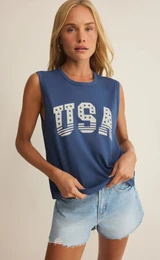 Stars And Stripes Muscle Tank - True Navy 
