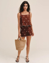 Square Neck Trimmed Tank - Coconut Palm Print