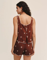 Square Neck Trimmed Tank - Coconut Palm Print