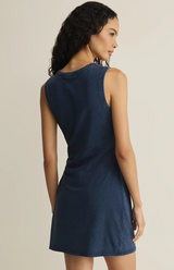 Mattie Jersey Denim Mini Dress- Indigo