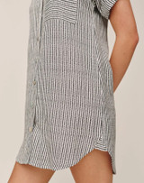 Roll Sleeve Pocket Shirt Dress - Hatch Stripe