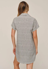Roll Sleeve Pocket Shirt Dress - Hatch Stripe