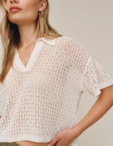 Short Sleeve Crop Pullover - Sand Stone