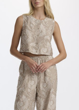 Ezra Button Tank - Light Fawn Paisley