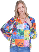 Bishop Sleeve Top- Painted Patchwork