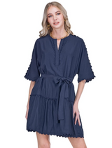 Ric Rac Trim Dress- Navy