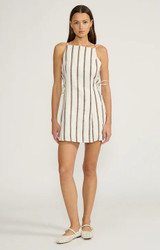 Aurelia Mini Dress - White & Brown