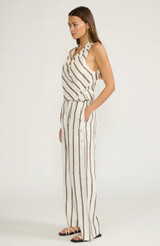 Lola Wrapover Top - White & Brown