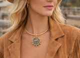 Horse Coin Necklace Cuff- Gold