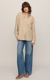 Reese Button Up Top - Light Toffee