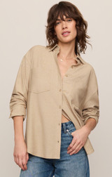 Reese Button Up Top - Light Toffee