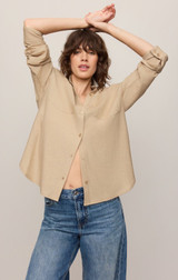 Reese Button Up Top - Light Toffee