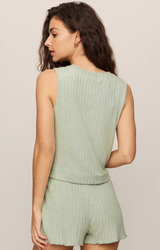 Sloane Rib Tank- Aqua Cloud