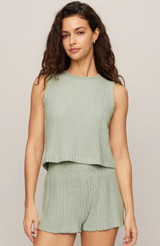 Sloane Rib Tank- Aqua Cloud