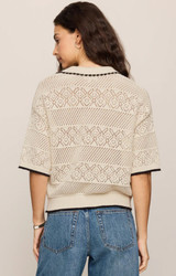 Denman Crochet Polo Sweater - Sandstone 