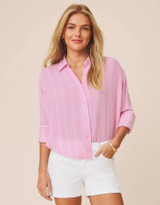 Jaylei Stripe Button Down - Blush Multi