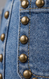 Hannah Flare With Patched Pockets And Studs - Bronzed Blue 