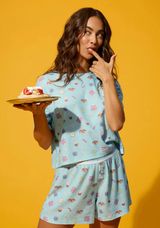 Boyfriend Boxer Sunday Brunch PJ Set- Cool Blue