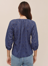 3/4 Sleeve Pullover- Indigo Blues