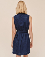 Sleeveless Seamed Shirt Dress - Herringbone Wash