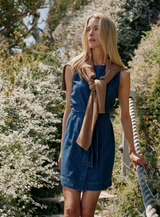 Sleeveless Seamed Shirt Dress - Herringbone Wash