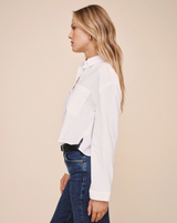 Cropped Button Down- White