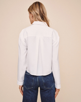 Cropped Button Down- White