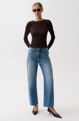 Lexi Mid Rise Bowed Straight- Star Studded