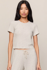 Waffle Brushed Thermal Tee- Heather Grey