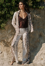 No Side Seam Clean Waist Wide Leg- Snake Print